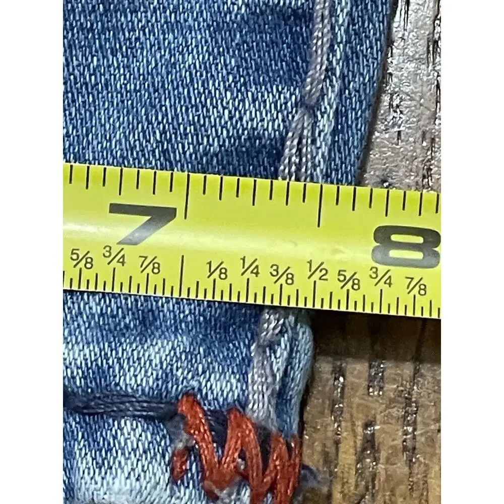 True Religion Ricky Blue Super T Relaxed Straight Flap Jeans Mens 33 Red Stitch